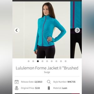 Lululemon Forme Jacket II *Brushed
Surge - Size 8